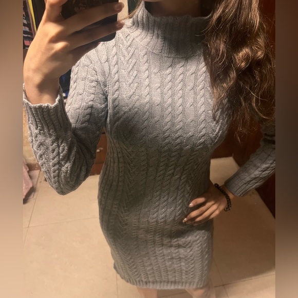Marks & Spencer Dresses & Skirts - Marks & Spencer Turtle Neck Cable-Knit Woollen Dress in Grey (UK 8)